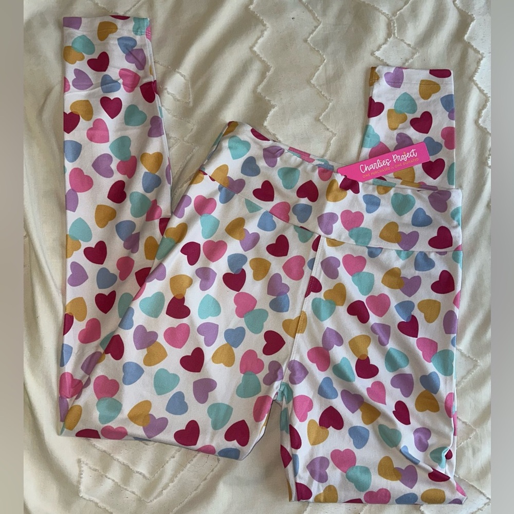 Colorful Heart Print Leggings for Kids